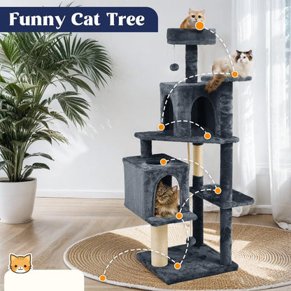 Cozy Cat Tree Tower – Plush Condo, Scratching Posts & Hanging Toy
